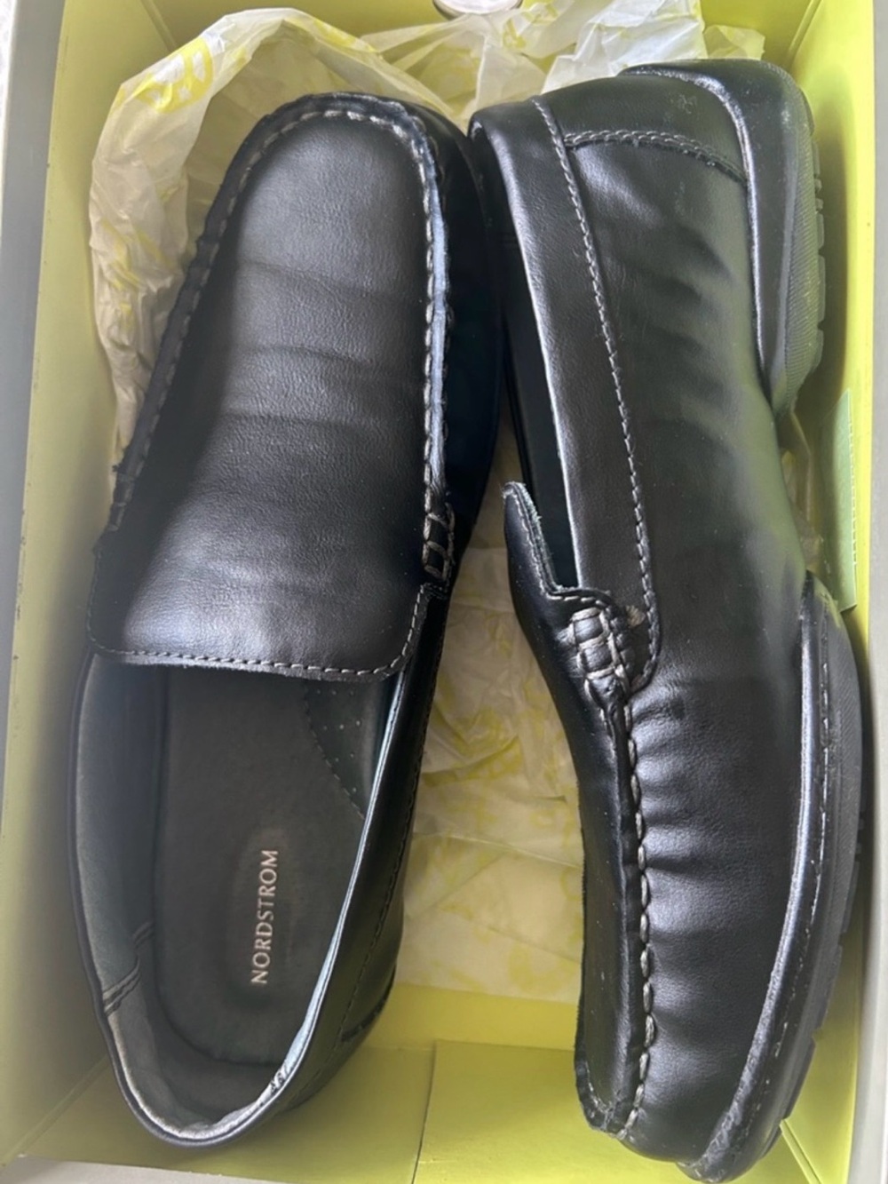 Nordstrom Loafers Black Slip-On PU Leather Size 6 Big Boy